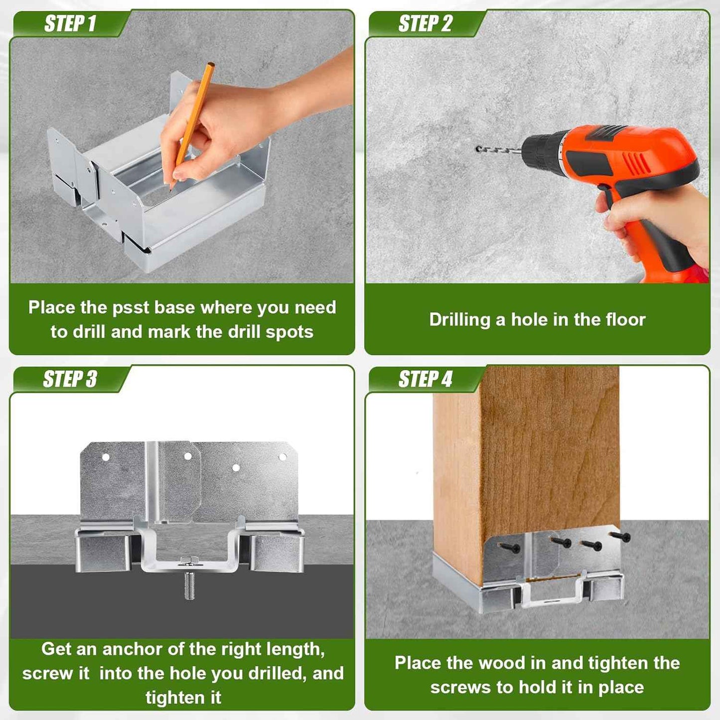 Heavy-Duty 6-Pack 6x6 Post Base Anchors - Adjustable Galvanized Bracket Kit for Decks & Patios