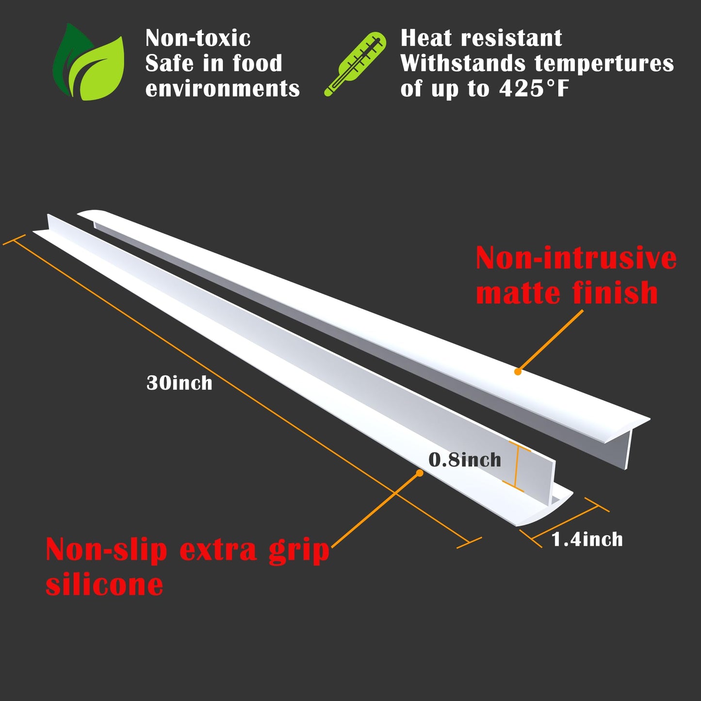 KindGa Stove Gap Covers, Silicone Counter Gap Filler for Stove, 30 Inches for 0.2-1 inch Gap,Seal Spills between Appliances Countertop Furniture Stoves Ovens(Set of 2, White)