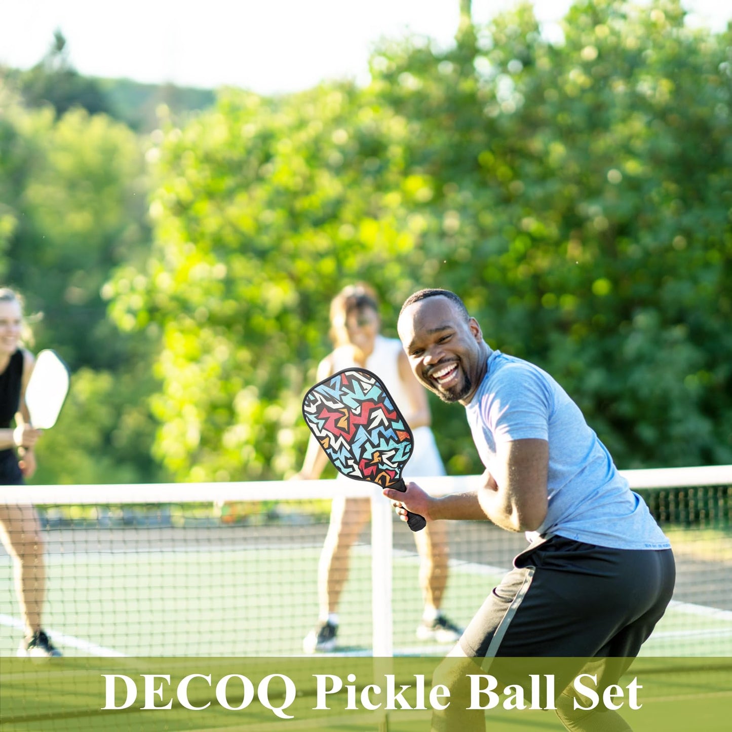 DECOQ Pickleball Paddles Set of 2, Usapa Fiberglass Pickleball Paddle with Non-Slip Grip Pickleball Rackets with 4 Pickleball Balls in Pickleball Bag 2024 Pickleball Kit Beach Paddle Ball Set