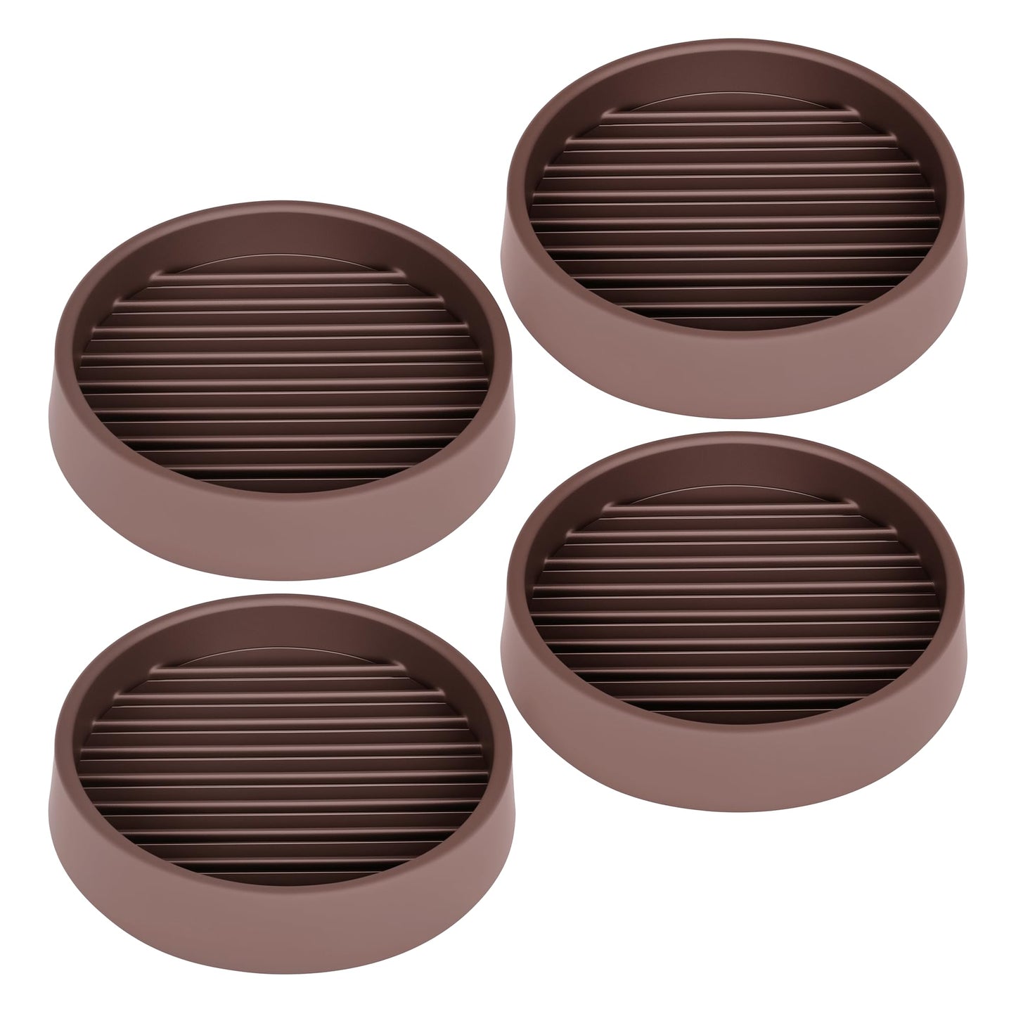 Non Slip Furniture Pads, 2.5” Round Rubber Caster Cups, Anti-Slip Gripper, Anti Slide Furniture Feet Floor Protectors for Bed Couch Stoppers - Brown, 4 Pack