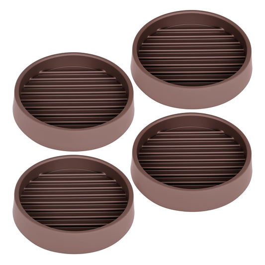 Non Slip Furniture Pads, 2.5” Round Rubber Caster Cups, Anti-Slip Gripper, Anti Slide Furniture Feet Floor Protectors for Bed Couch Stoppers - Brown, 4 Pack