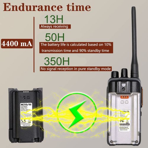 Retevis RB17V MURS Radios, Hunting Walkie Talkies Long Range,4400mAh Rechargeable Battery,SOS Alarm,2 Way Radios for Skiing Hiking Hunting(2 Pack) (with high gain Antenna)