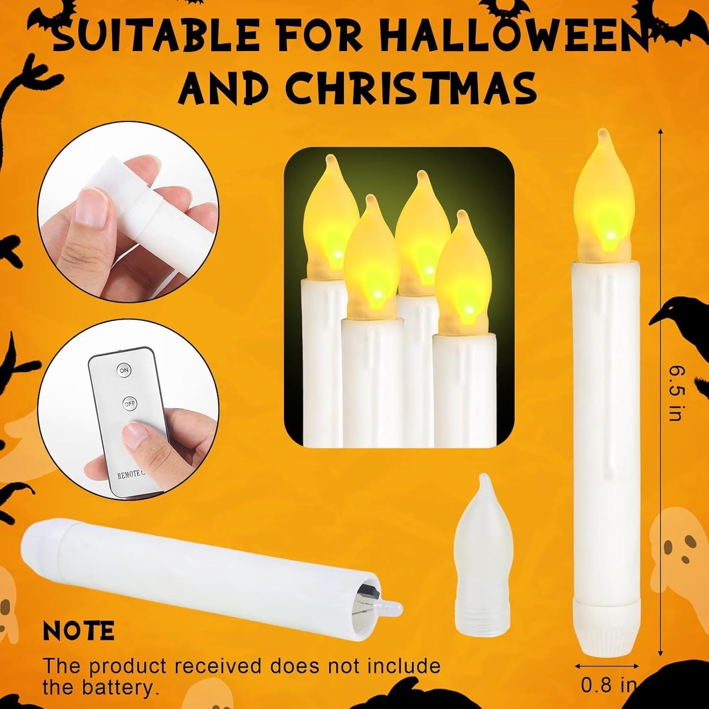 Halloween Witch Hat & LED Floating Candle Set - 80 Pcs with 3D Bat Wall Stickers for Spooky Decor