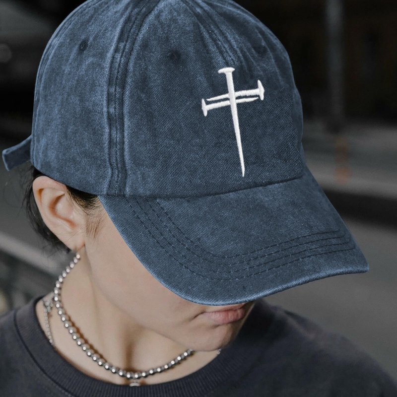 Christan Jesus Cross Baseball Cap Embroidered Dad Hat Adjustable Fashion Hats for Men Women Polo Trucker Unisex Style Headwear(Navy Blue)