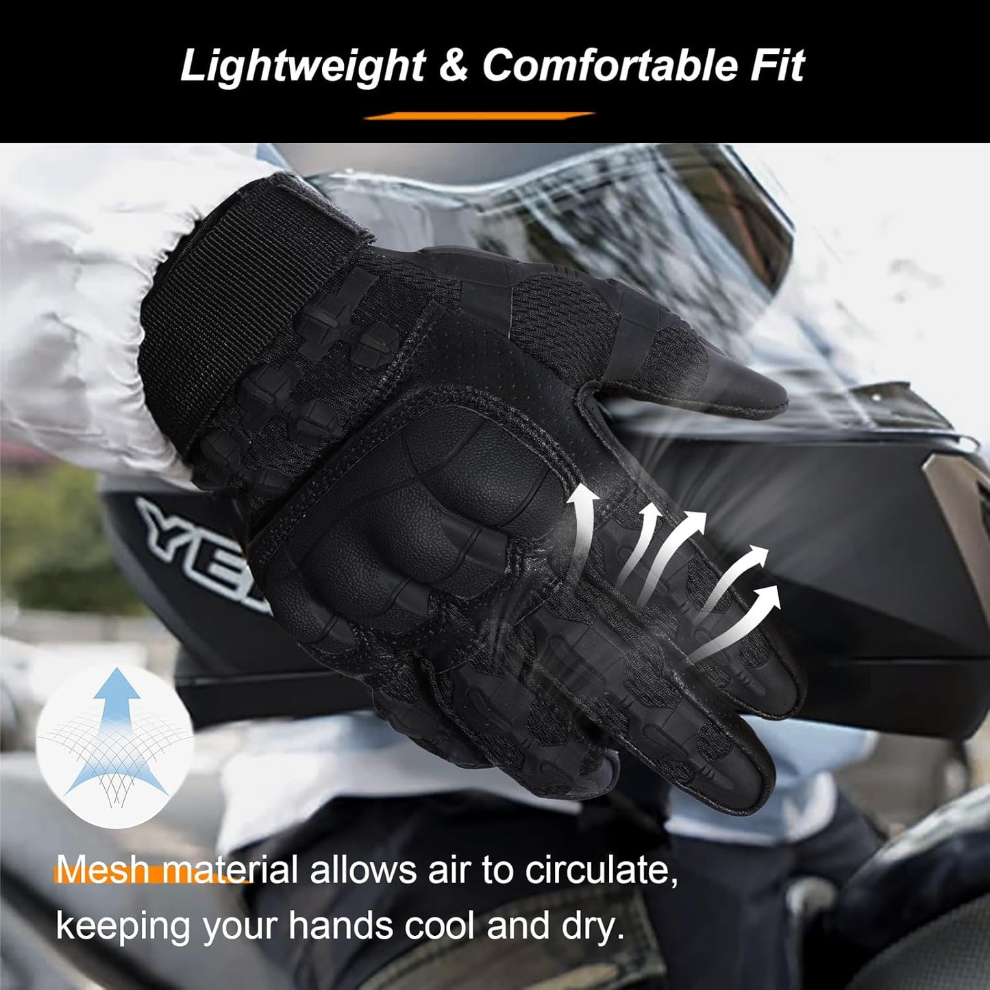 Motorcycle Riding Gloves for Men - Touchscreen, Anti-Slip Grip & Rubber Guard | Ideal for Tactical Airsoft & Dirt Biking