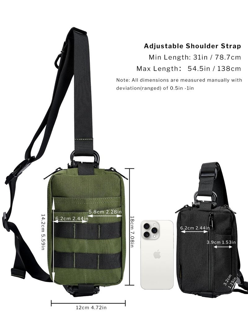 VIPERADE CHS2 Small EDC Sling Bag, Tactical Fanny Pack for Men, Molle Pouch Crossbody Backpack with Adjustable Shoulder Strap, Utility Chest Pouch Bag for Hiking/Traveling/Bush-Craft (Green)