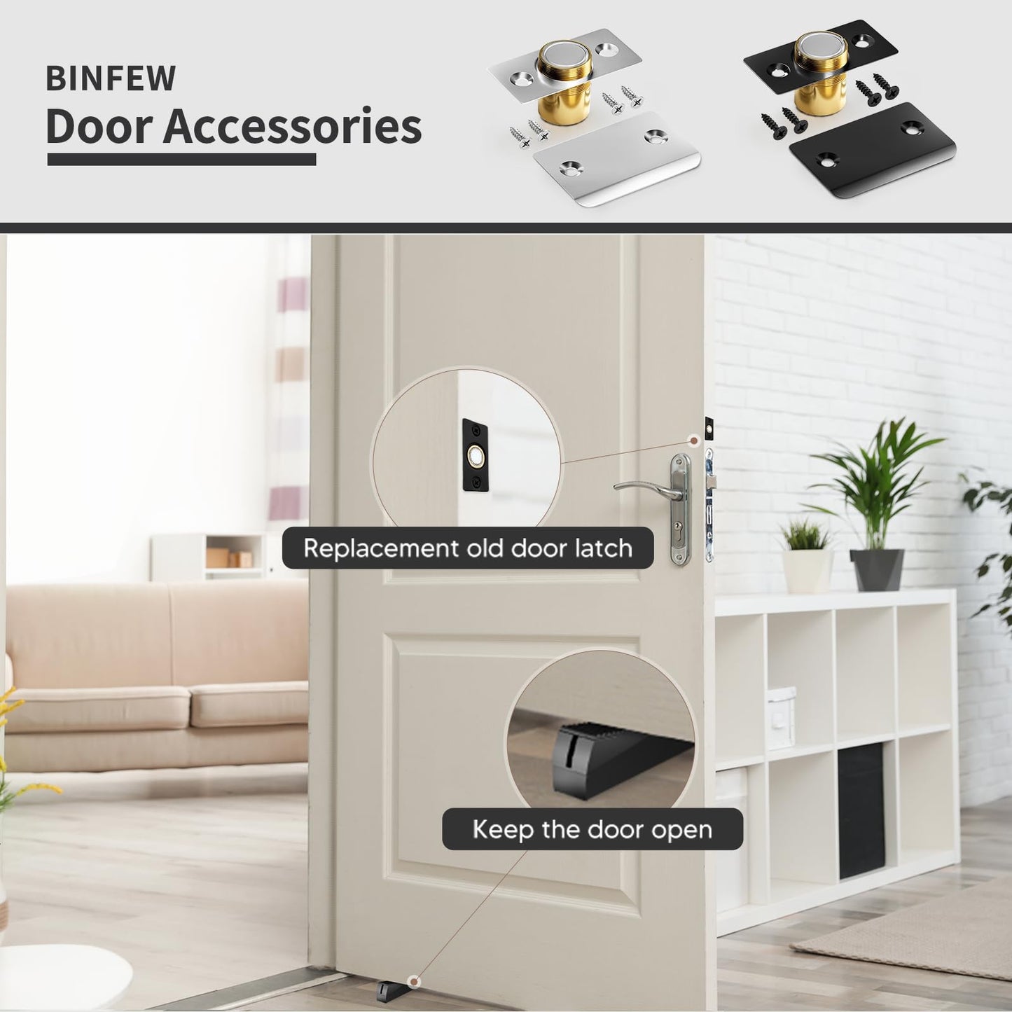 Closet Magnetic Door Catch, Strong Magnetic Ball Catch for Top of Door, Ball Catch Replacement, Adjustable Magnetic Door Latch, Silver Door Magnet, 2 Pack French Ball Catch for Top of Door