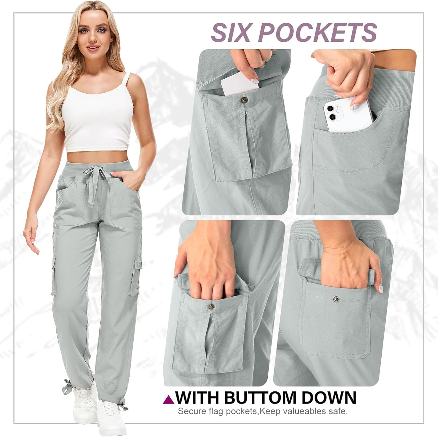 Skiennix Cargo Pants for Women - Lightweight Quick-Dry Joggers with UPF 50 | Ideal for Travel & Hiking