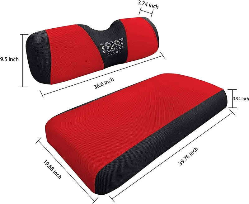 10L0L Golf Cart Seat Covers for EZGO TXT RXV & Club Car DS 2000-up, Breathable Air Mesh Fabric Washable - Red Black