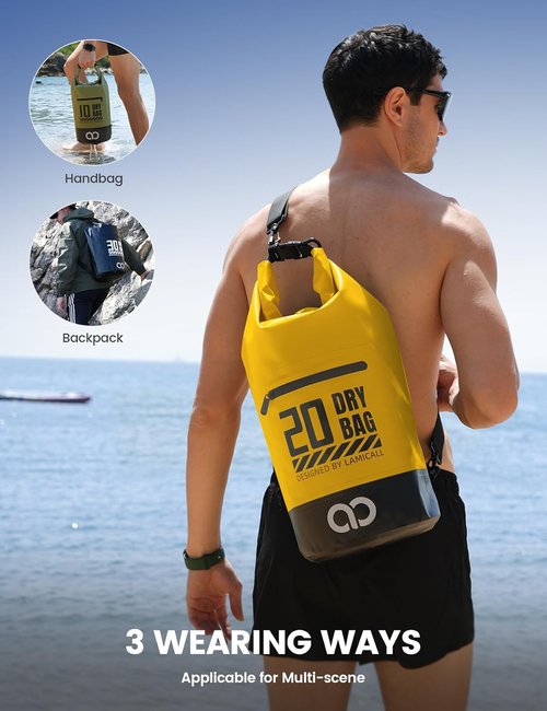 Lamicall Waterproof Dry Bag - Durable & Floating Gear Sack with Phone Pouch | 5L/10L/20L/30L/40L Sizes for Kayaking, Hiking & Fishing