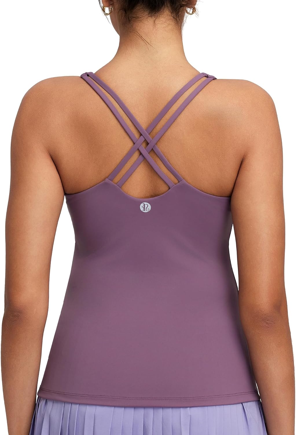 Running Girl Women's Workout Tank Top - Built-In Bra & Crisscross Back - Padded Athletic Yoga Shirt