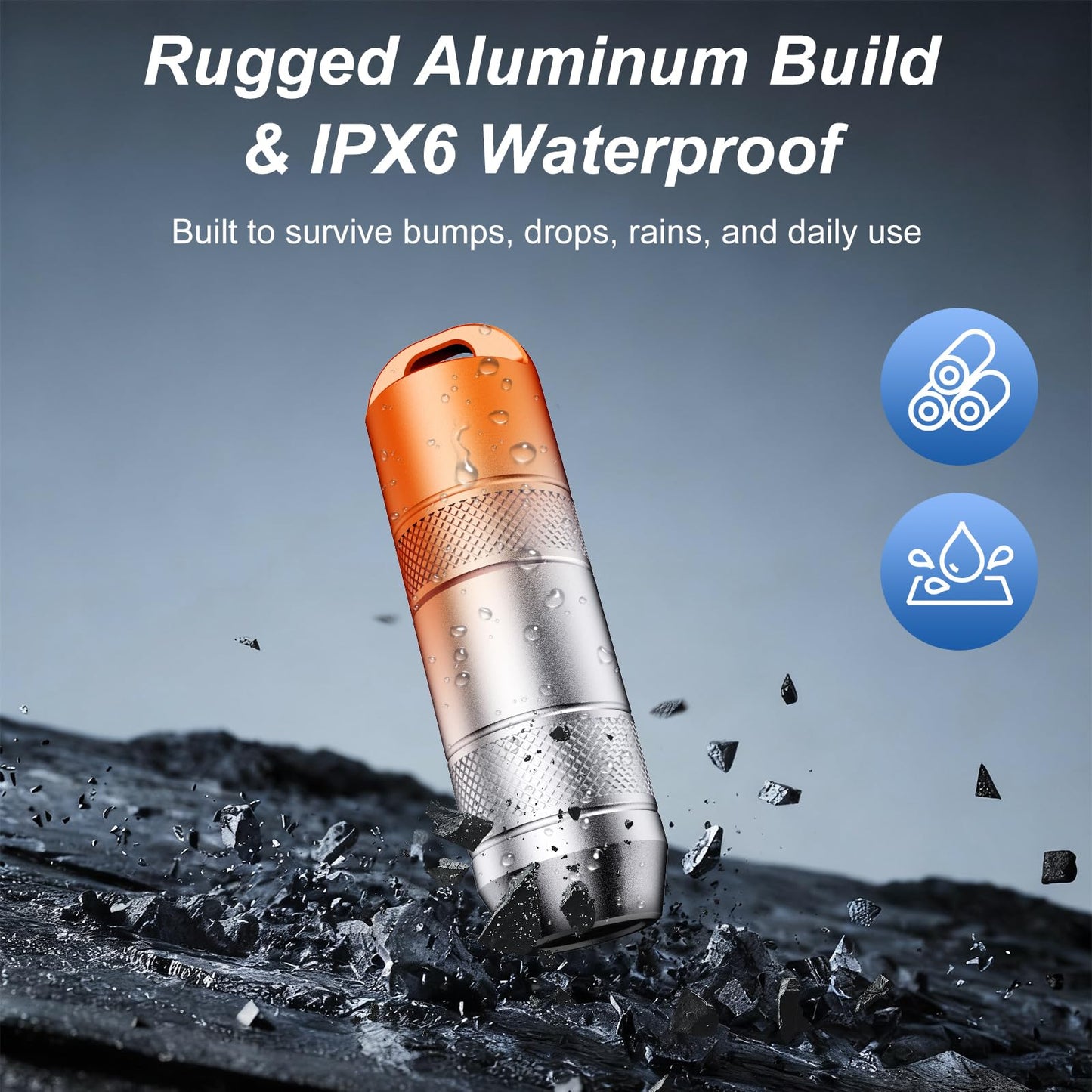 EDC Mini Flashlights High Lumens LED Pocket Keychain Magnetic Activation Flashlight Type-C Rechargeable Small Flashlight Long Battery Life & Long Illumination Distance -LT090 Mini X1 (1, Orange)