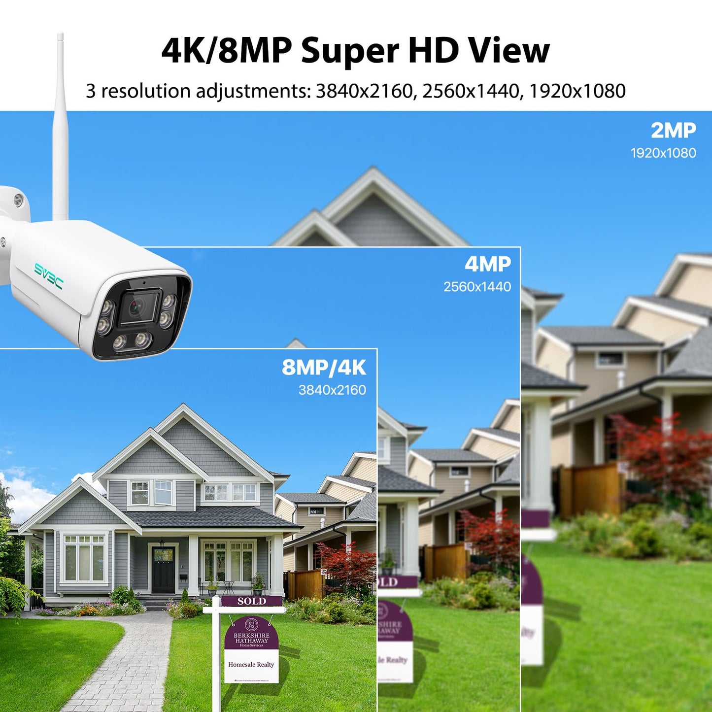 SV3C 4K WiFi IP Camera Outdoor, 8MP Wired Bullet Security Cameras with Floodlight Color Night Vision, ONVIF, RTSP, Humanoid Vehicle Pet Detection, P2P Remote View, 2-way Audio, SD Card & Cloud Storage