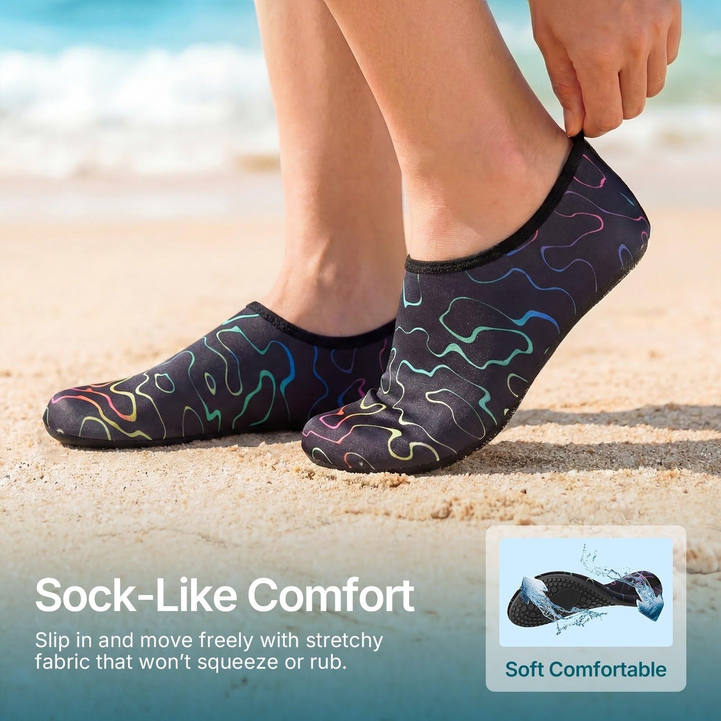Water Shoes for Women Men Quick-Dry Aqua Socks Swim Beach Barefoot Yoga Exercise Wear Sport Accessories Pool Camping Must Haves Adult Youth Size 7-8Women/6-7Men