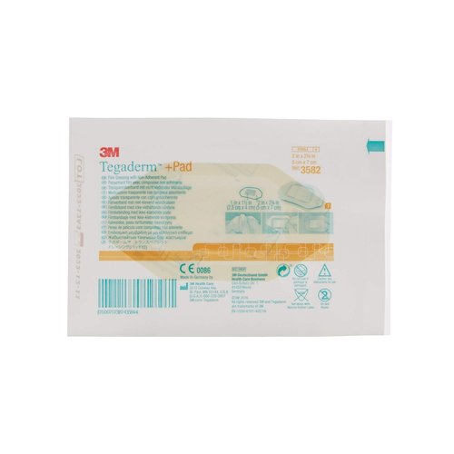 3M Tegaderm +Pad Film Dressing with Non-Adherent Pad, Sterile Dressing with Waerproof Bacterial Barrier and Absorbent Pad, 2" Square, Box of 50