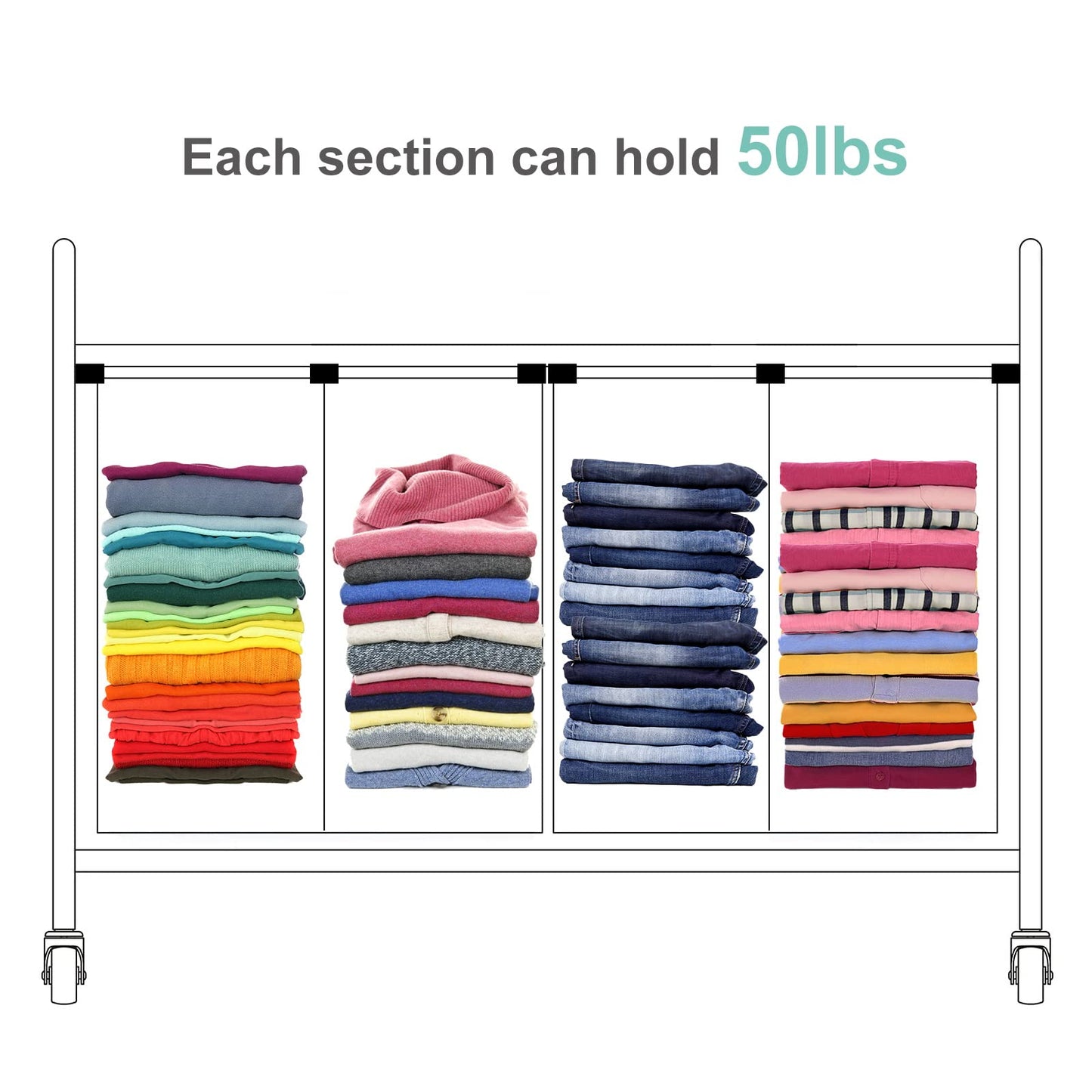 Laundry Basket, Large Laundry Hamper with Wheels, 4 Section Laundry Bag for Dirty Clothes, Towel Organizer & Toys Storage Cart in Laundry Room Organization (4- section Green)