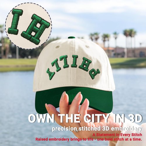 3D Embroidered Upside Down City Baseball Hat ，Adjustable Football Hat for Men Women Game Day Apparel Gifts