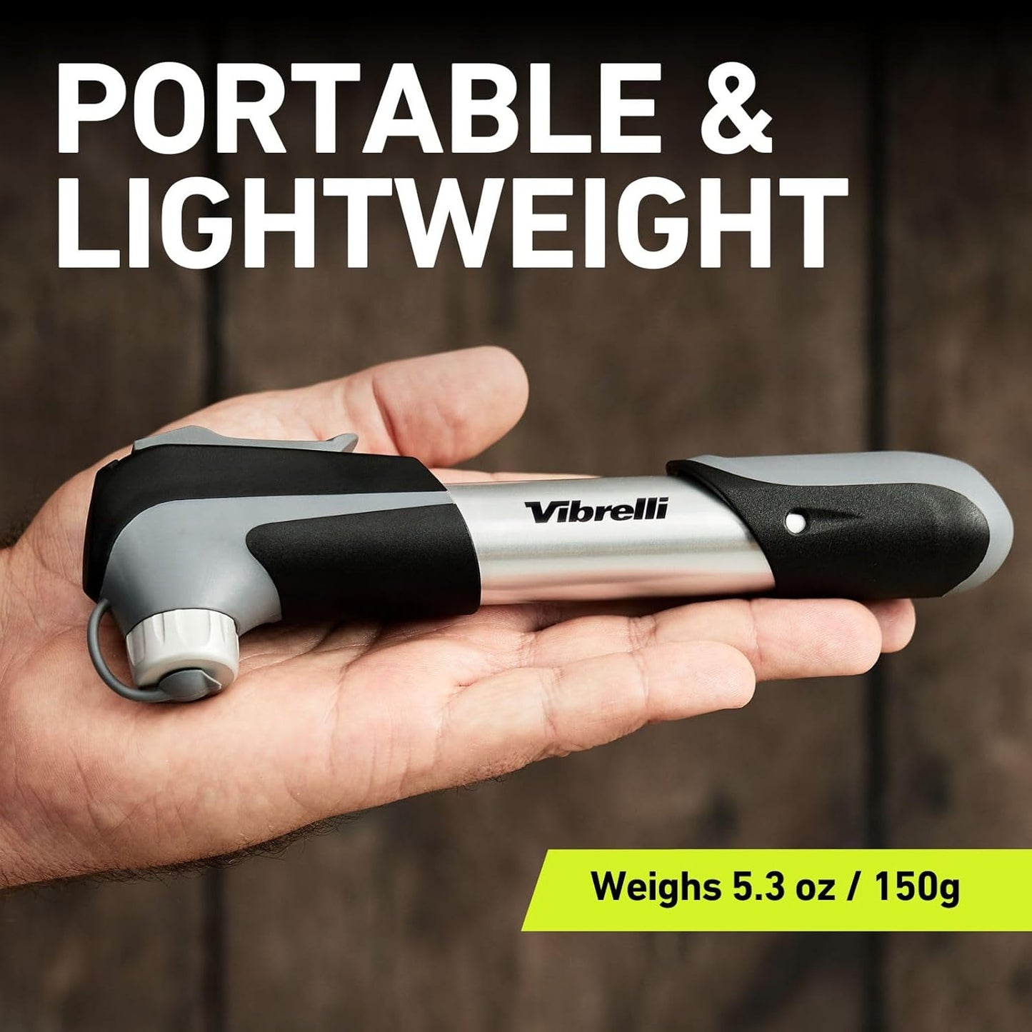 Vibrelli Mini Bike Pump - 120 PSI Presta & Schrader Tire Pump for Road & MTB - No Valve Change Needed