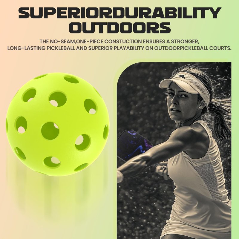 Senyulian Pro-Grade 40-Hole Outdoor Pickleball Balls （12Pack）- Pro-Player Tested with Wind-Resistant Design, Built for Durability & Precision for Competitive Play(Green)