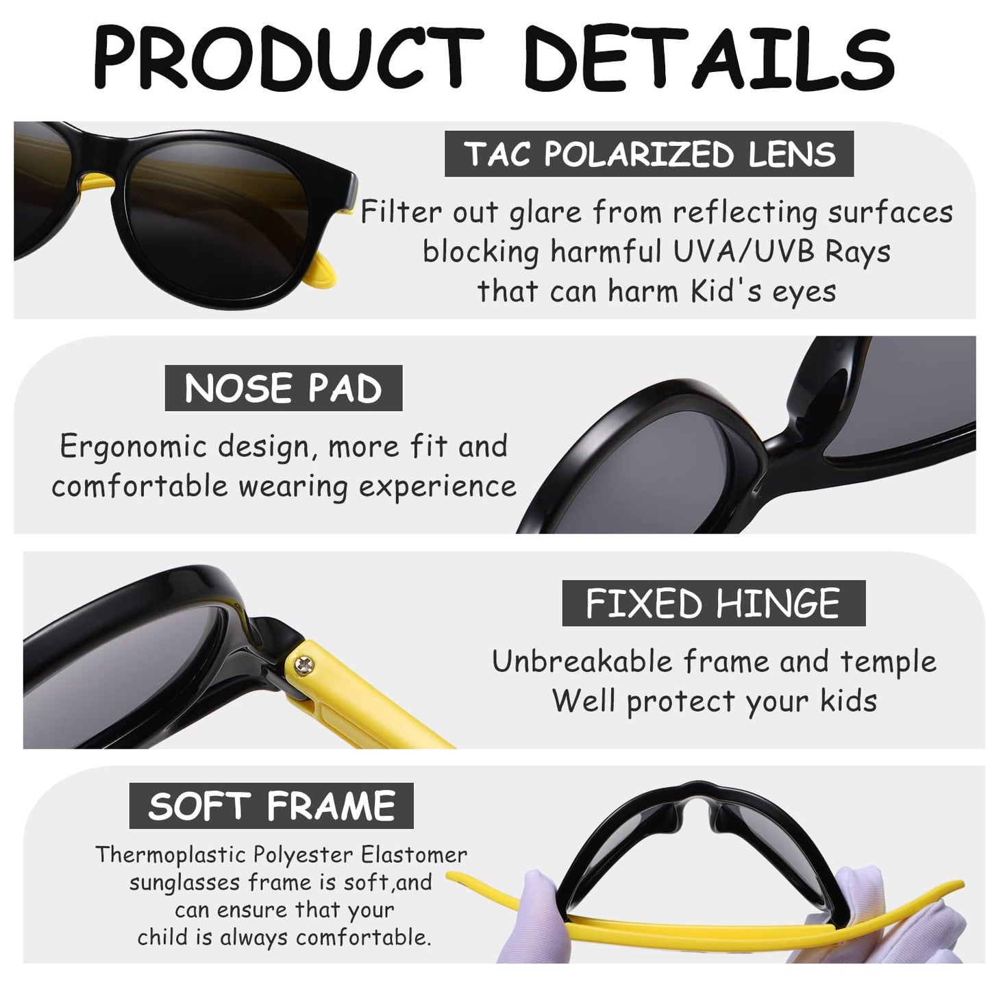 DUCO Cute Polarized Kids Sunglasses for Girls Boys Flexible Children Shades UV Protection Age 6-10 K018
