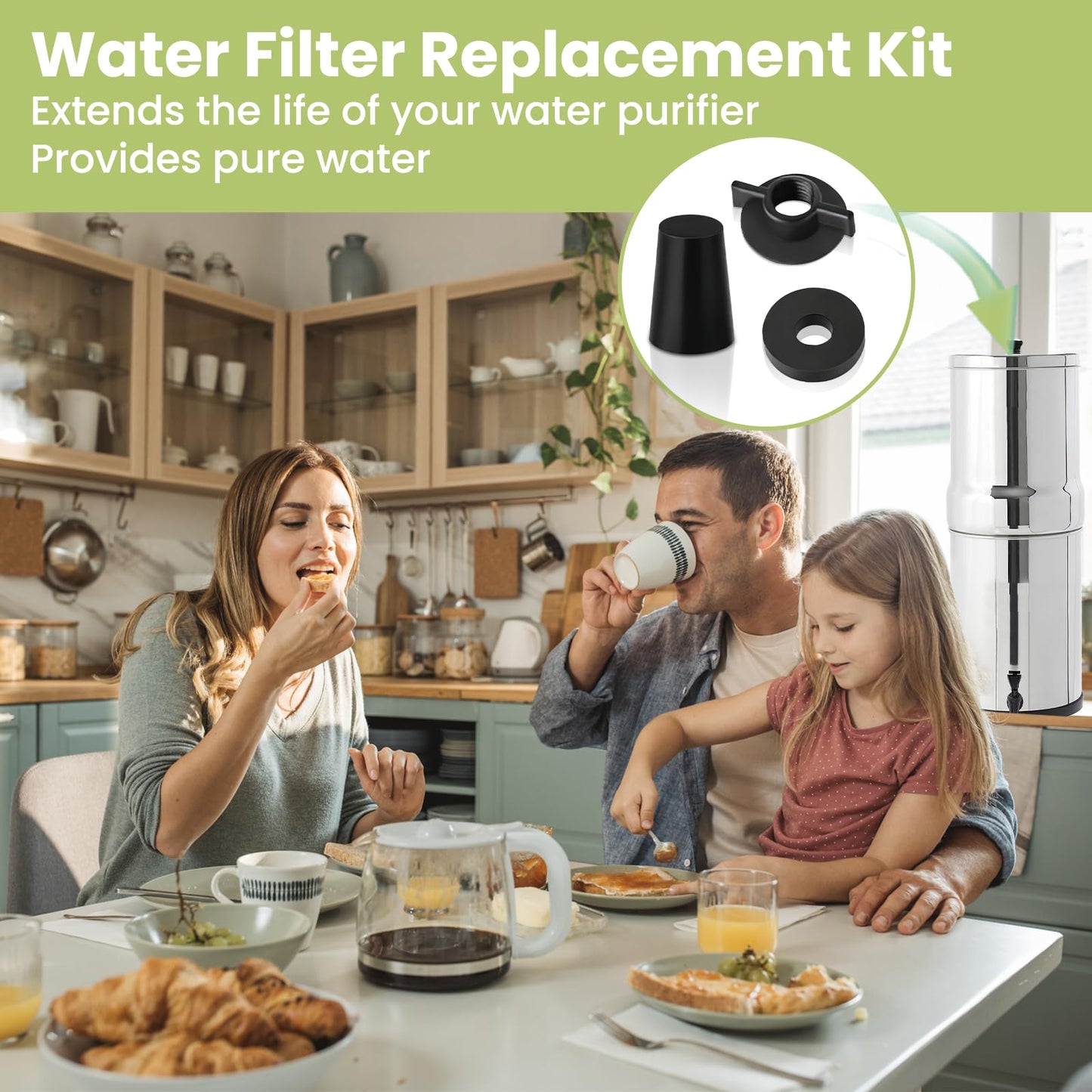 PIHIL Replacement Kit for Berkey Water Filter System Elements,Suited for Berkey Gravity Filter System and Black Activated Carbon Water Filters, 4 Washers, 4 Wing nuts and 4 Silicone Blocking Plugs