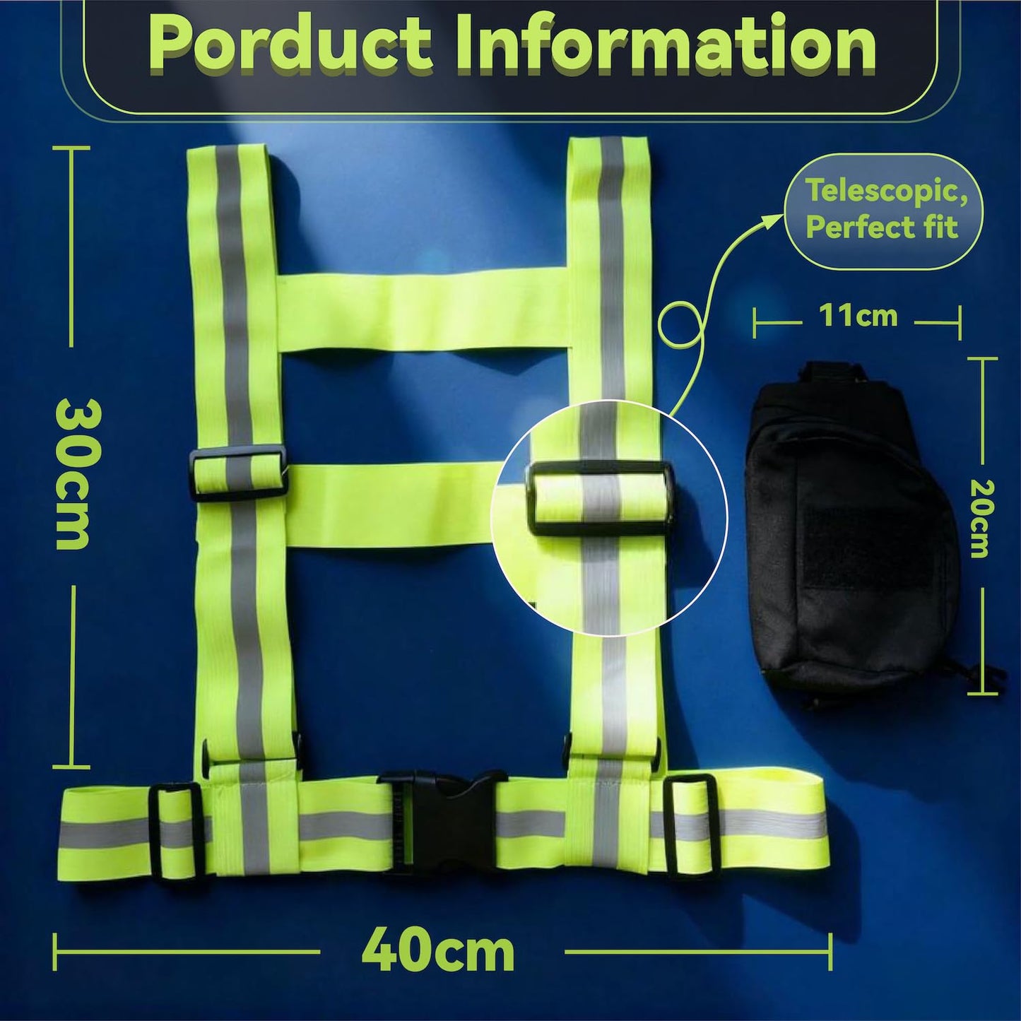 OXYWYAN Reflective Vest with Portable Pack, High Visible Safety Gear for Running Cycling Walking, Adjustable for Men Women