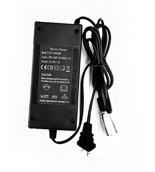TJPoto Replacement New Electric Bike Ebike 48V Lithium Battery Charger 3 pin XLR Plug 54.6V 2A 13S