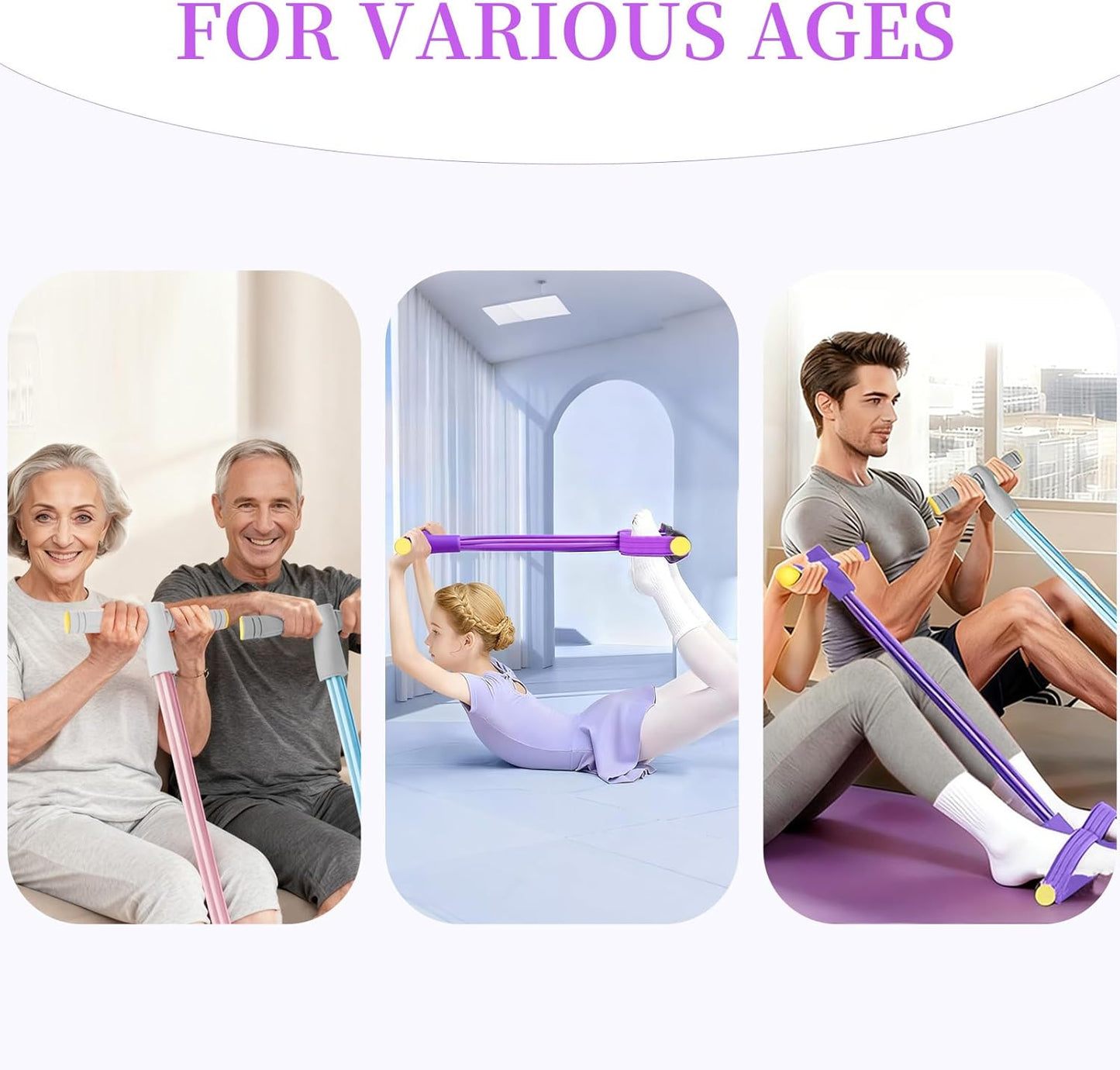 Skiennix Pedal Resistance Bands - Durable 6-Tube Fitness Bands for Abdomen, Waist, Arms & Legs