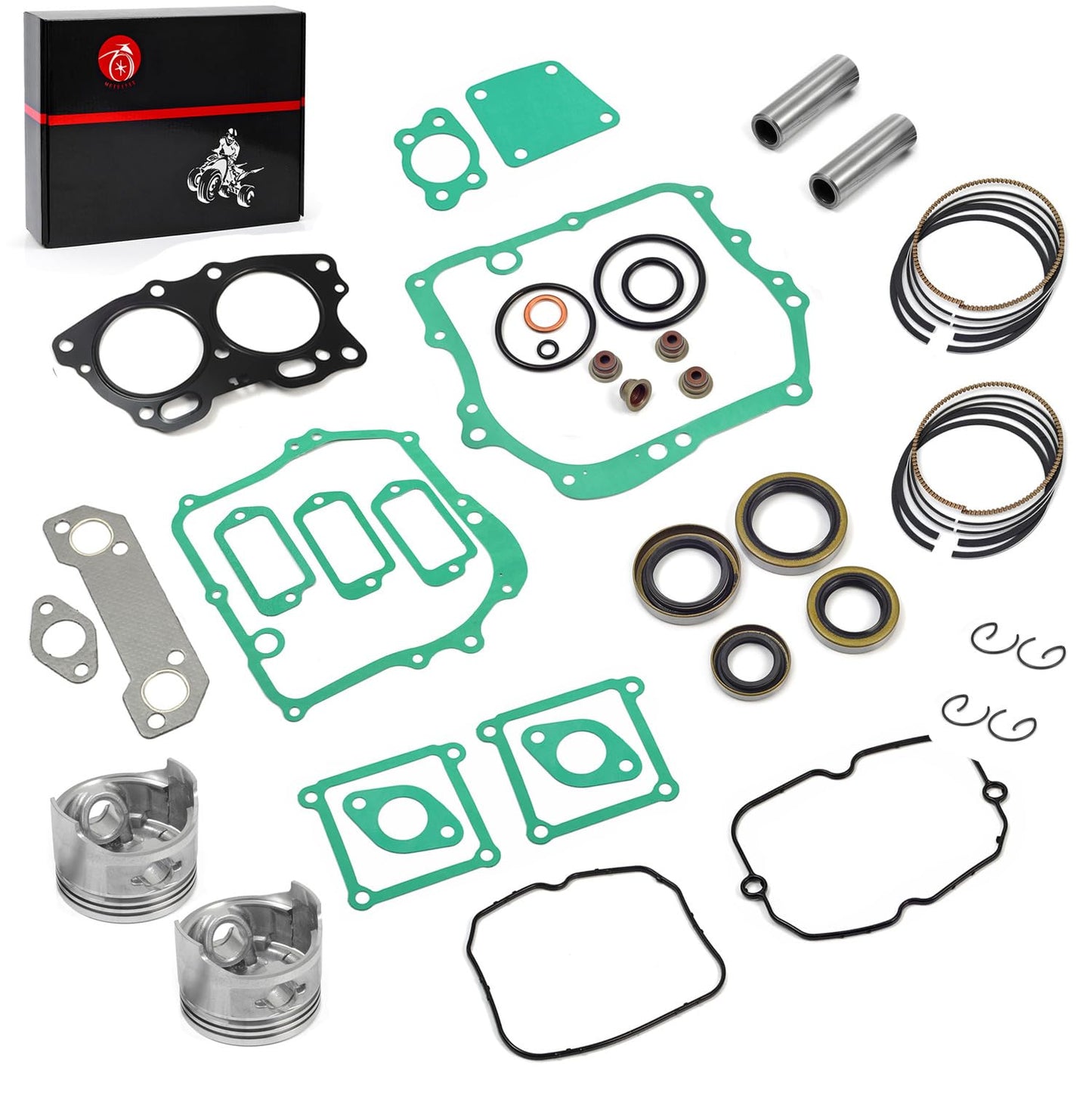 Piston & Ring Oversize Bore 0.25mm & Gasket Seal Rebuild Kit Compatible with EZGO 4 Cycle Gas Golf Cart Fuji Robin 295cc EH29C Engine 1991-2008
