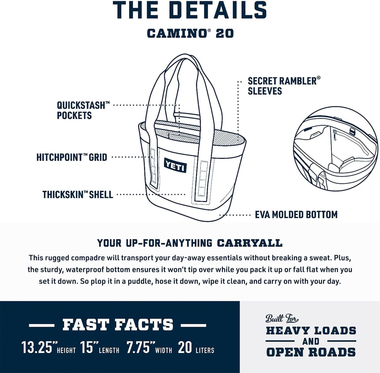 YETI Camino 20 Carryall with Internal Dividers, All-Purpose Utility Bag, Desert Bloom