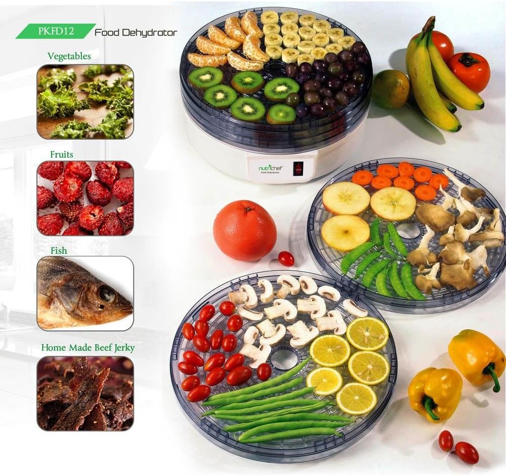 NutriChef Electric Food Dehydrator - Multi-Tier High-Heat Circulation for Fruits, Vegetables & Jerky | 5 Stackable Trays