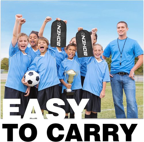 BOHEN 9x5FT Portable Soccer Goal for Kids Backyard with Carry Bag - Easy Folding Lightweight Fun for Outdoor Indoor Training Games for Teen Youth Adult (Black, 9x5FT, 2 Pack)