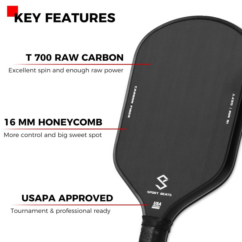 Pickleball Paddles T700 Raw Carbon Fiber Set of 2 with Pickleball Covers, Pickleball Paddles Professional for Men Women USAPA Approved
