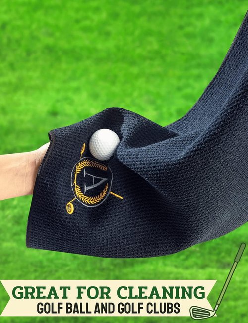 CybGene Golf Towel Gifts - Microfiber Golf Towels for Men and Women on Birthday, Christmas, 16'x 24', Black, Initial J