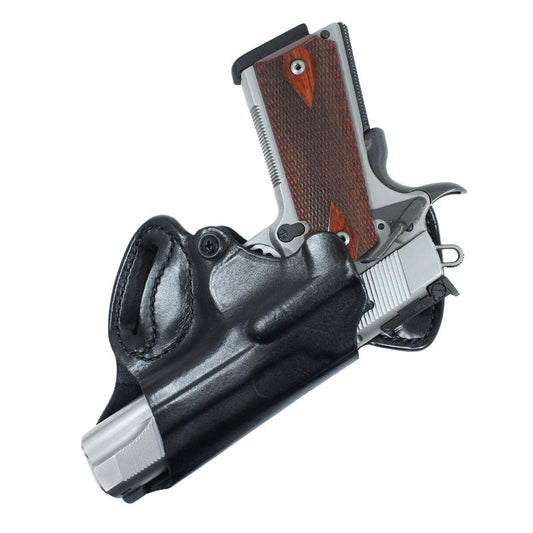 DeSantis Small of Back (S.O.B.) OWB Gun Holster- Leather Holster for Pistols, Fits Standard 1911 Models 3"-5", from COLT, S&W, SIG Sauer, Ruger, Kimber, Springfield, and Others- Right Hand Draw, Black
