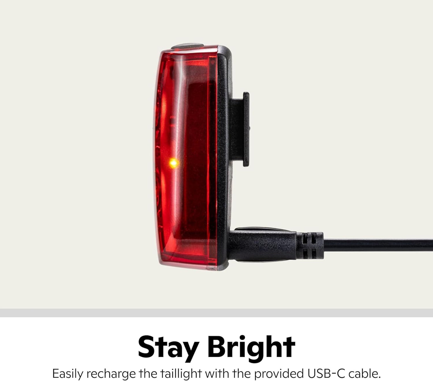 Schwinn USB Rechargeable Taillight - 25-80 Lumen Daytime Running Light with Easy Installation & USB-C Charging