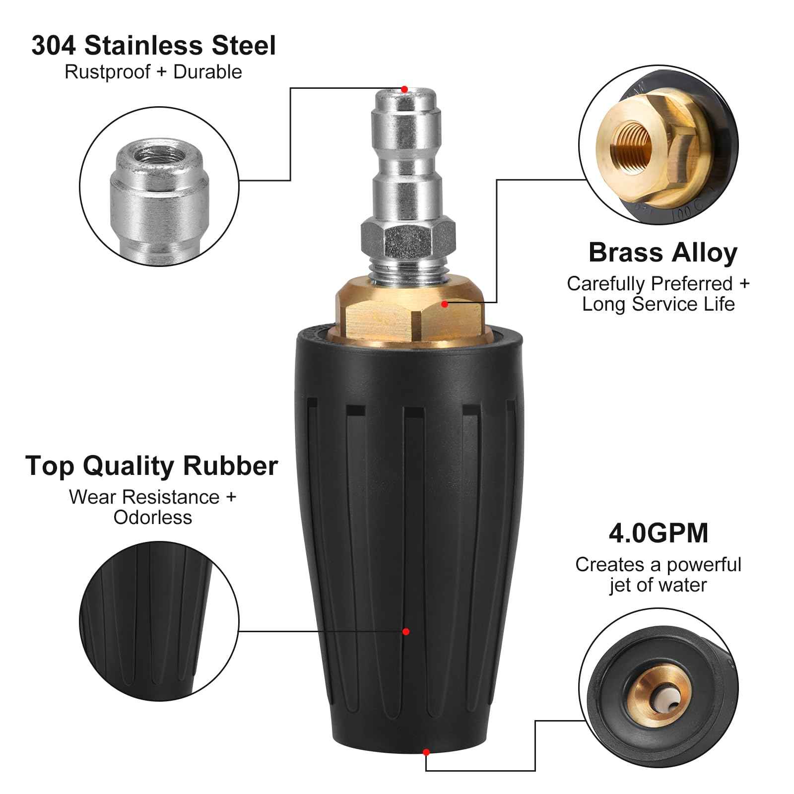 SOFIPE Foam Cannon Kit, 1L Bottle with 5 Pressure Washer Nozzle Tips & Turbo Nozzle, 1/4 Inch Quick Connector, 4000 PSI Max, Compatible with Gas Pressure Washers&Electric Pressure Washers