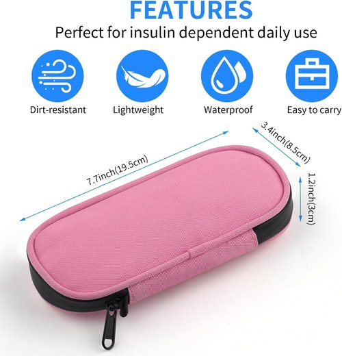Insulin Pen Cooler Case by [Brand Name] - Travel-Friendly with 2 Reusable Ice Packs | Pink Insulated Bag for Diabetic Supplies