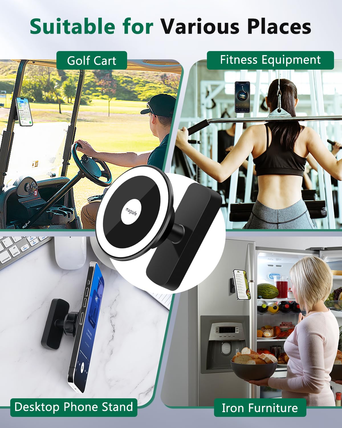 weini Golf Cart Phone Holder Magnetic, Equipped with 20X N52 Dual Magnets, 360° Rotation, Compatible with Brands Such As EZGO/Clubcar/Yamaha/Icon for Golf Carts,Designed Specifically for Golfers.