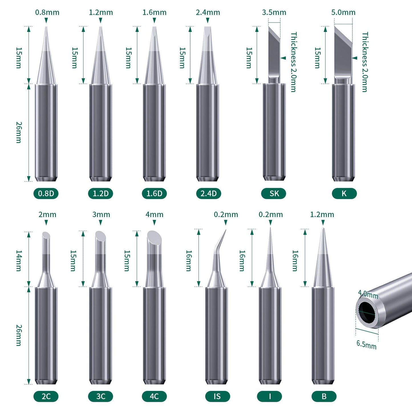 HANGLIFE 900M Soldering Iron Tips for Hakko, Yihua, Atten, Quick, Ryobi, and More Soldering Stations/Guns - Replacement Solder Tips for Welding Equipment & Accessories (12 pcs)