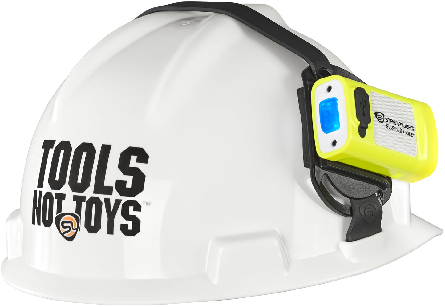 Streamlight 61631 SL-Sidesaddle 400-Lumen USB Rechargeable Hands-Free Universal Hard Hat, Helmet, and Headgear LED Light with Mount Kit, Rechargeable Battery, USB-C Cable, Yellow