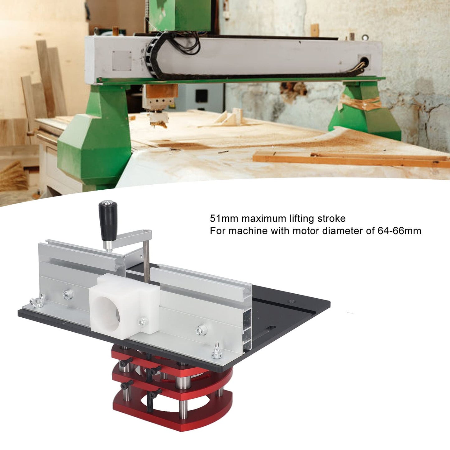 Router Table with Top Plate Router Lifting Base Woodworking Slotting Trimming Chamfering Table Top for Woodworking (Black)