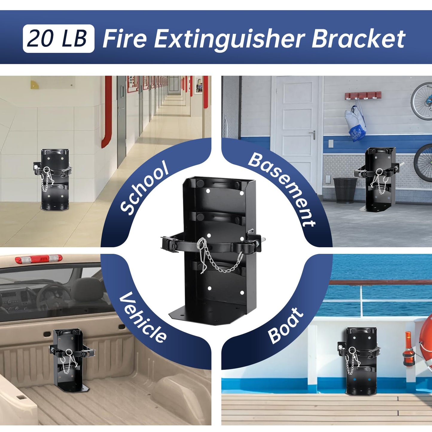 𝙉𝙚𝙬 2 Pack Heavy Duty Fire Extinguisher Bracket Wall Mount, 20 LB Fire Extinguisher Brackets for Truck, Fit 20lb Dry/10lb CO2 Extinguisher, for Garage Vehicle Boat，Replace amerex 810，3-Yr Warranty