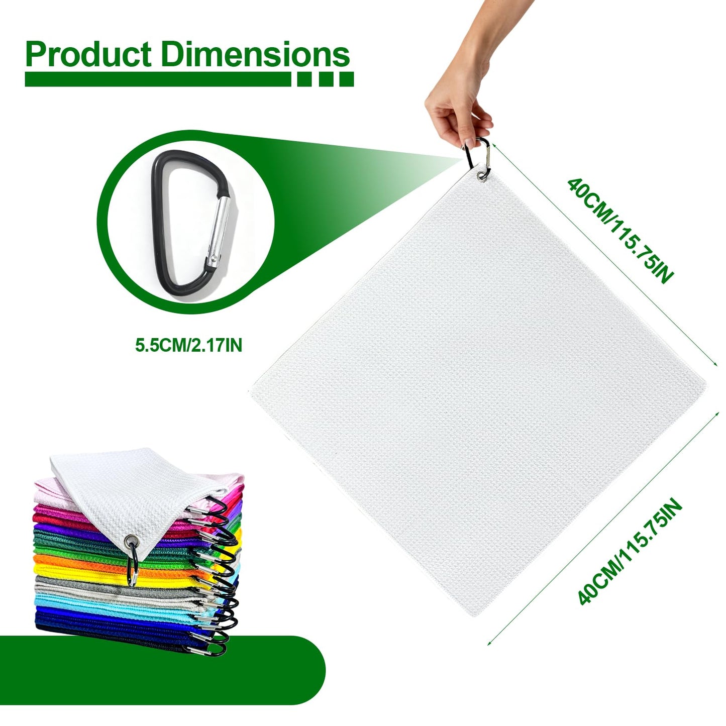 YOUKE OLA 60 Pack Golf Towels(16" X 16") with Carabiner Clip, Microfiber Waffle Pattern Towels for Golf Bags, Club, Yoga, Fitness (Colorful)