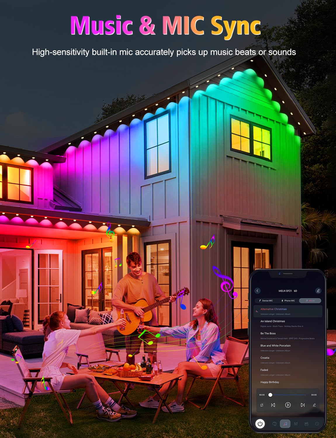 BSGlobal 200FT Permanent Outdoor Lights, 120 LED Smart RGB&IC Outdoor Eave Lights with App/Remote, 209 Scene Modes, IP67 Waterproof Outside Light for House Party Christmas Decor