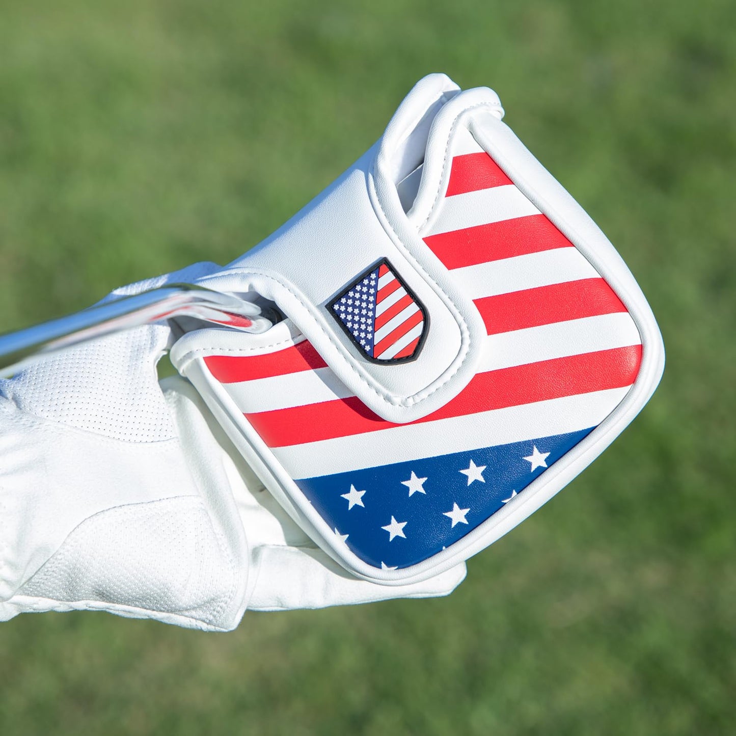 brdejc Golf Putter Cover USA Mallet Putter Headcover with Magnetic Closure Leather Golf Club Covers for Most Brand (for Mallet/Style 4)