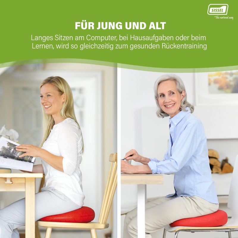 SISSEL SITFIT Plus | Active & Dynamic Sitting | 2-in-1 Function | Adjustable Pressure | Black, 14.5 in | Strengthens Back Muscles | Includes Pump & Exercise Poster