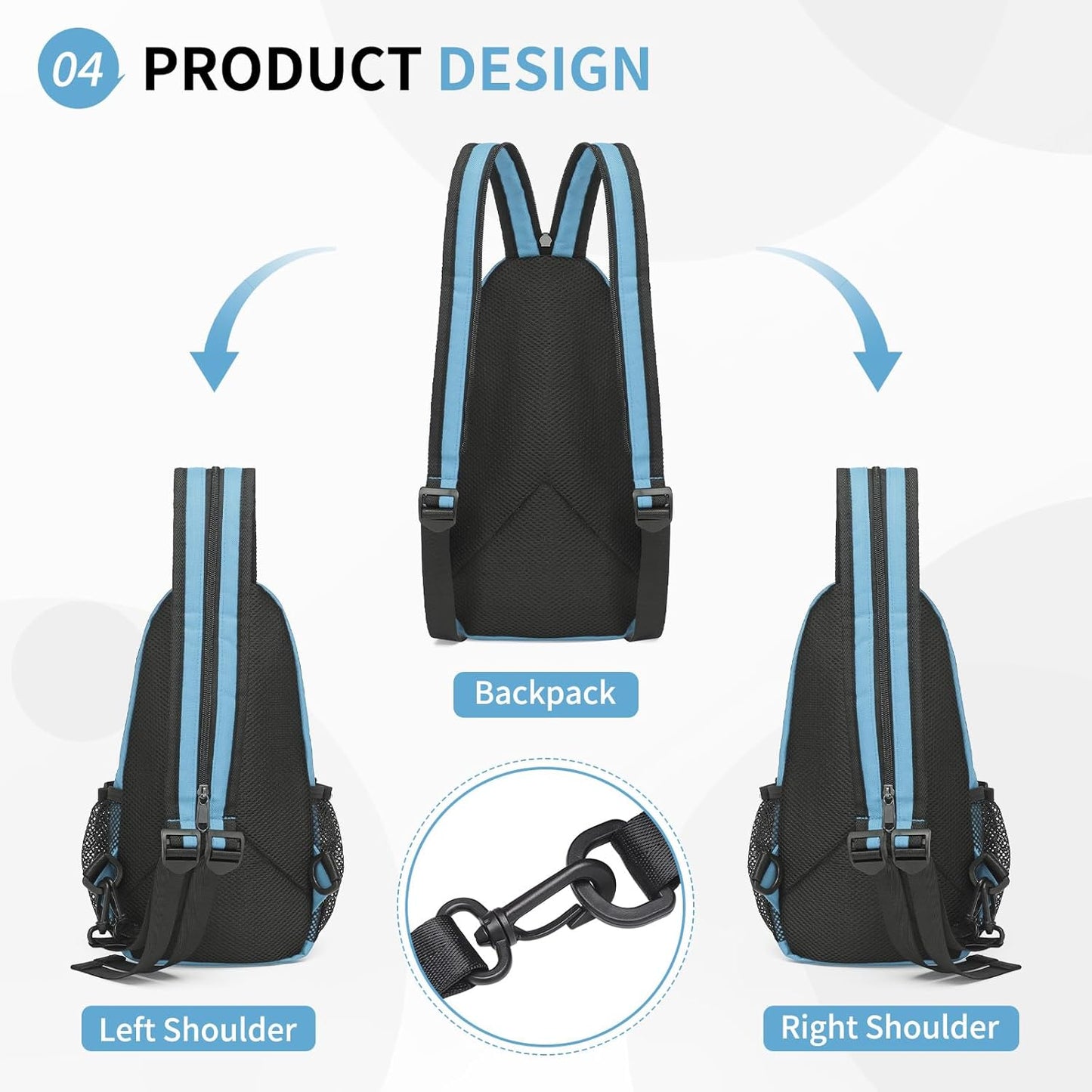 Skiennix Convertible Sling Bag - Lightweight Crossbody Backpack for 7.9" Tablet | Blue