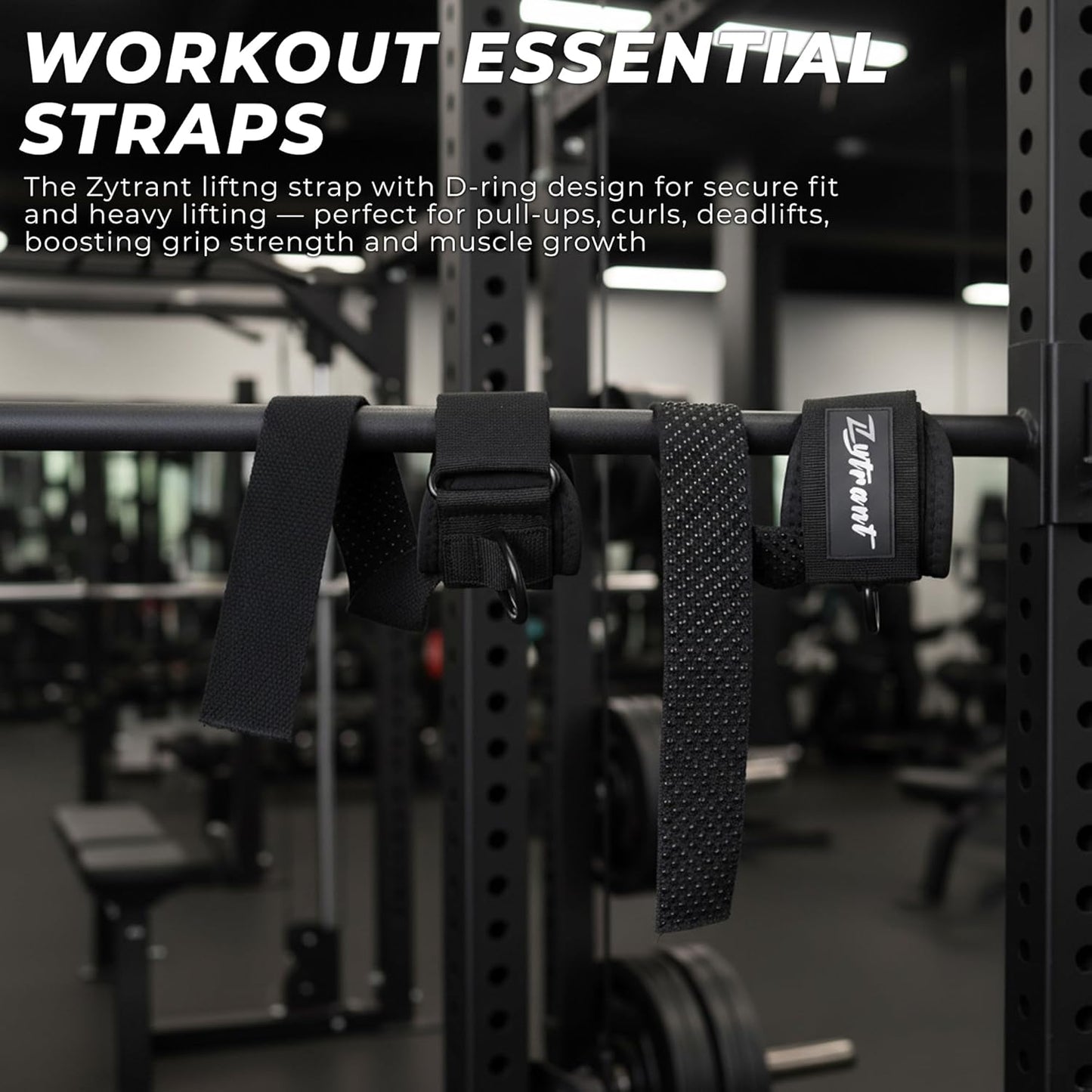 Skiennix Weight Lifting Straps - Heavy Duty Cuffed D Ring for Enhanced Grip & Comfort | Secure Fit for Gym Training