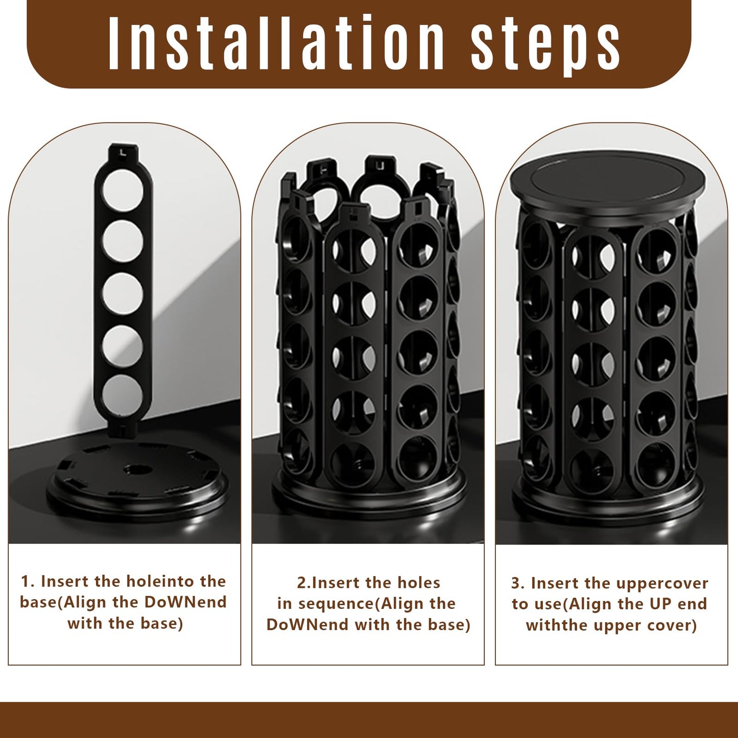 TOMSHUB K Cup Holder, Coffee Pod Storage Carousel Holder Organizer Compatible with 40 Keurig K-Cup Pods, Home or Office Kitchen Counter Organizer（Black）